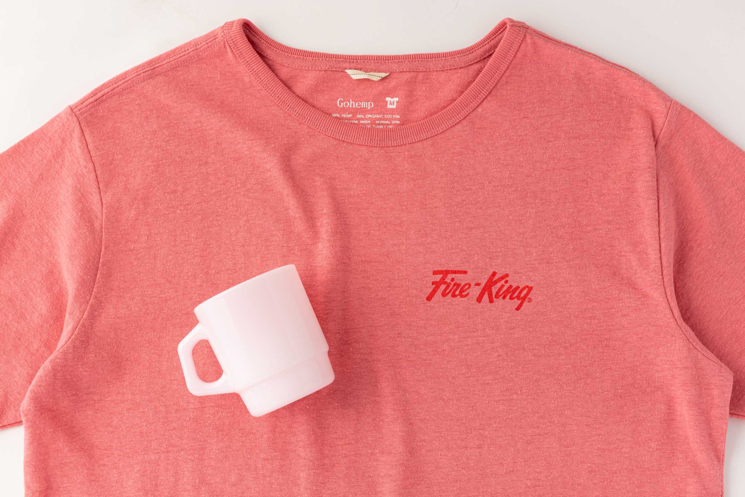 Fire-King ロゴTシャツ by GOHEMP [Rose]